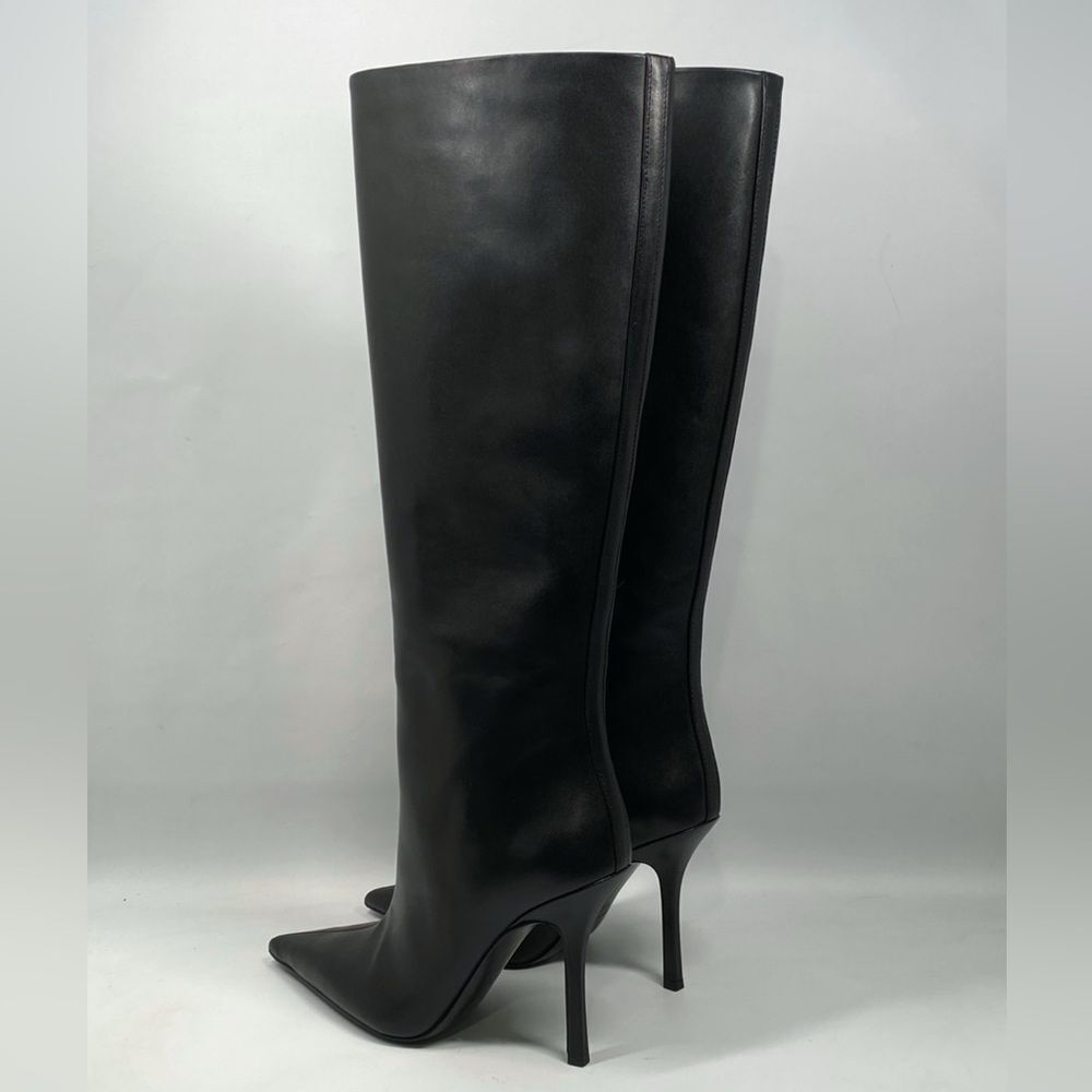 Alexander Wang Delphine brand-embossed leather heeled knee-high boots size 36.5 - Picture 8 of 15